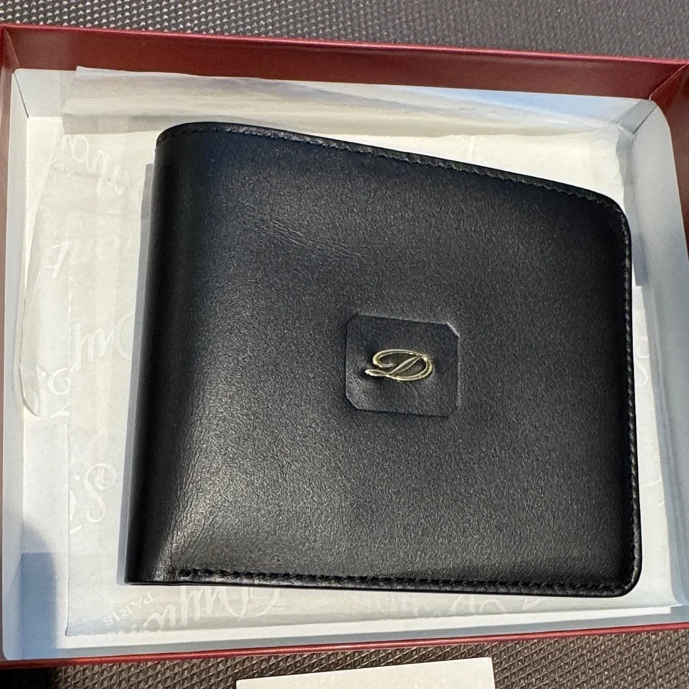 S.T DUPONT PARIS Black Leather Wallet men card and money holder luxury vintage